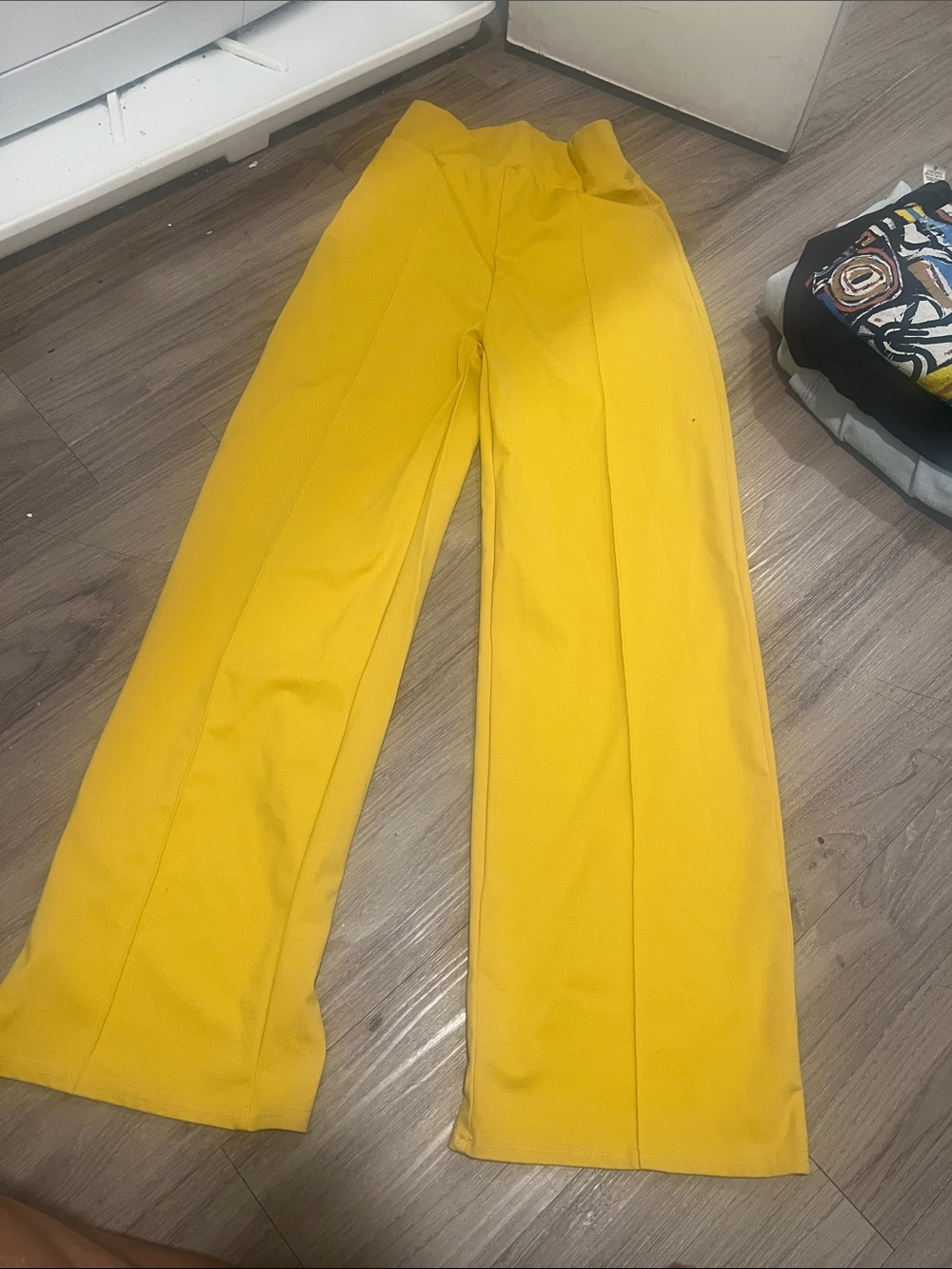 Source Unknown Yellow High-Waist Wide-Leg Pants